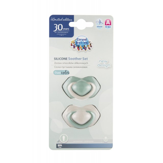 Canpol babies set symetrických silikonových dudlíků 6-18m PURE COLOR B > varianta růžový