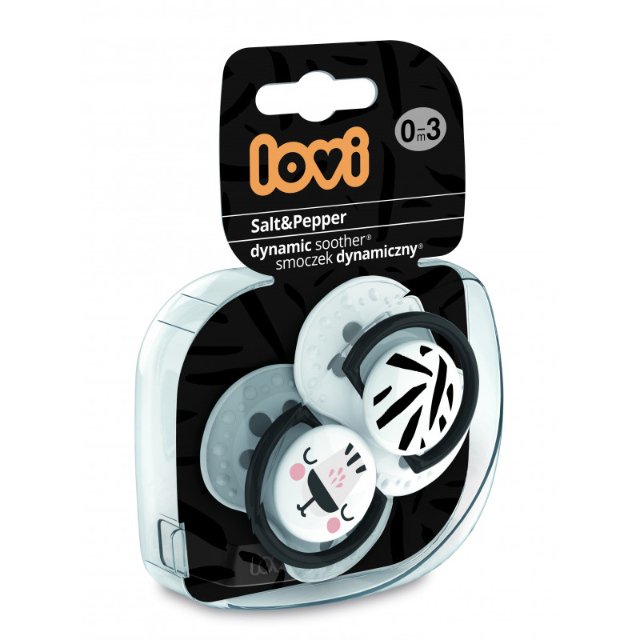 LOVI Dudlík silikonový dynamický Salt&Pepper > 3-6m 2ks