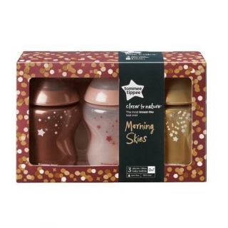 Tommee Tippee Kojenecká láhev barevná 3x260ml MORNING SKIES