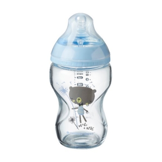 Tommee Tippee KOJENECKÁ LÁHEV C2N 250ML SKLENĚNÁ POTISK BLUE, 0M+