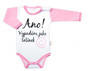 Baby Nellys Body dlouhý rukáv s vtipným textem, Ano! Vypadám jako tatínek, holka