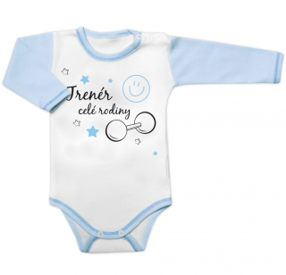 Baby Nellys Body dlouhý rukáv s vtipným textem, Trenér celé rodiny, kluk