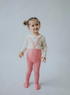DUCIKA klasické dětské punčochy ze 100% bavlny s kšandami růžová