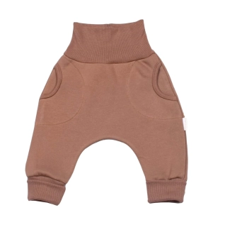 Tepláčky "rostoucí" BAGGY z počesané teplákoviny MKcool MK2338 hnědá ČR