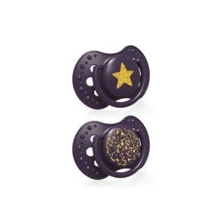 LOVI Dudlík silikonový dynamický Stardust Violet > 3-6 m 2ks